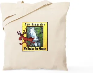 CafePress New Hampshire, We Brake For Tote Bag Reusable Natural Beige Canvas Shopping Bag