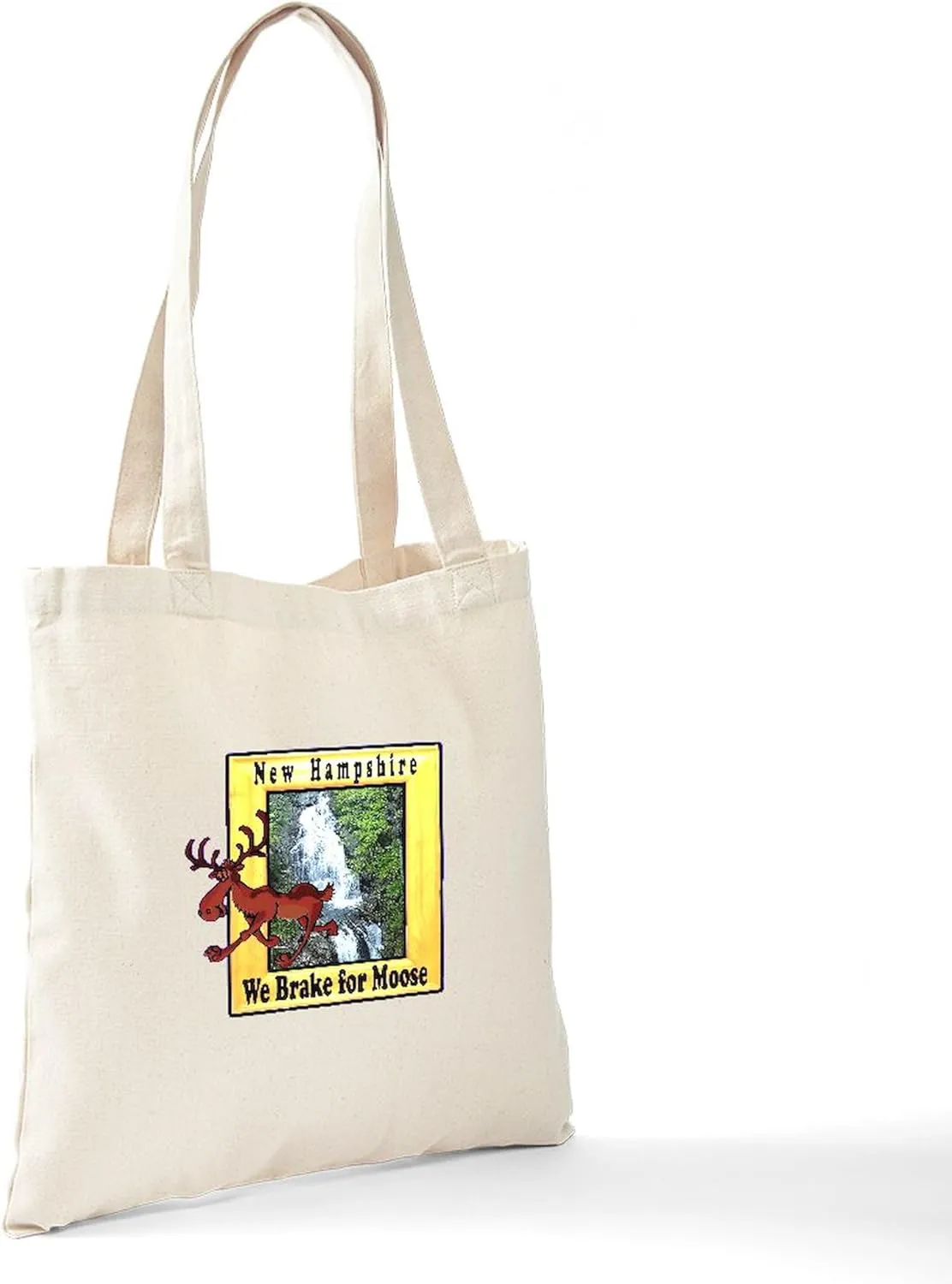 CafePress New Hampshire, We Brake For Tote Bag Reusable Natural Beige Canvas Shopping Bag