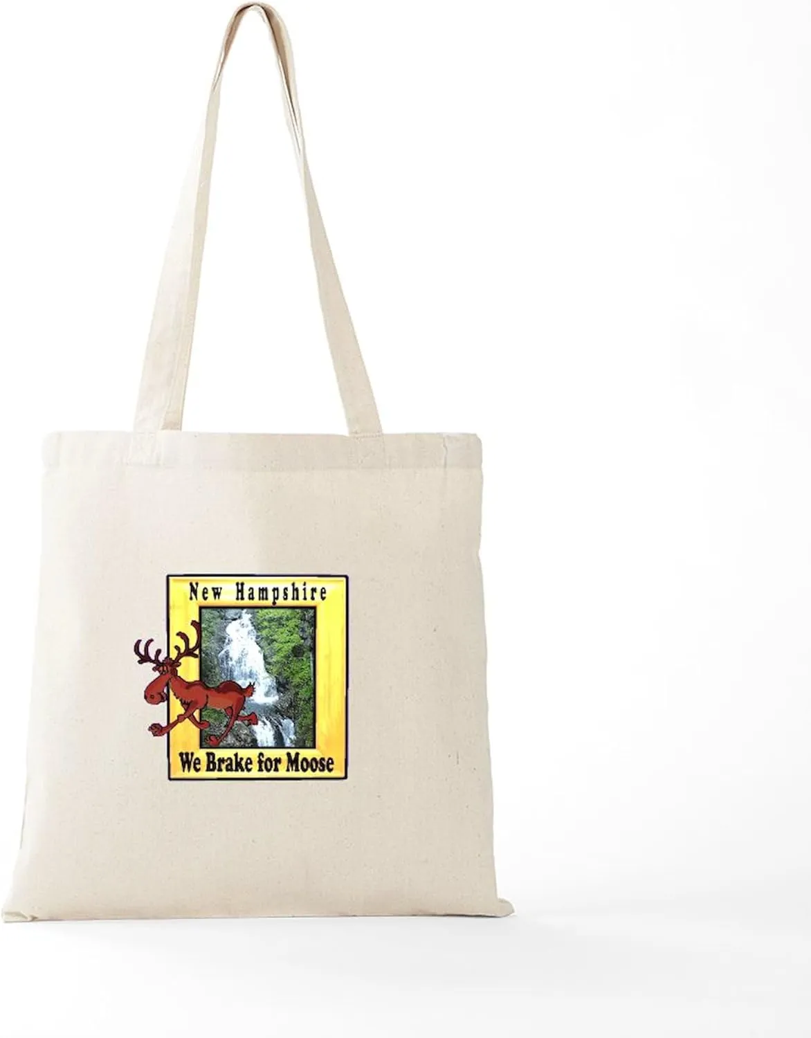 CafePress New Hampshire, We Brake For Tote Bag Reusable Natural Beige Canvas Shopping Bag