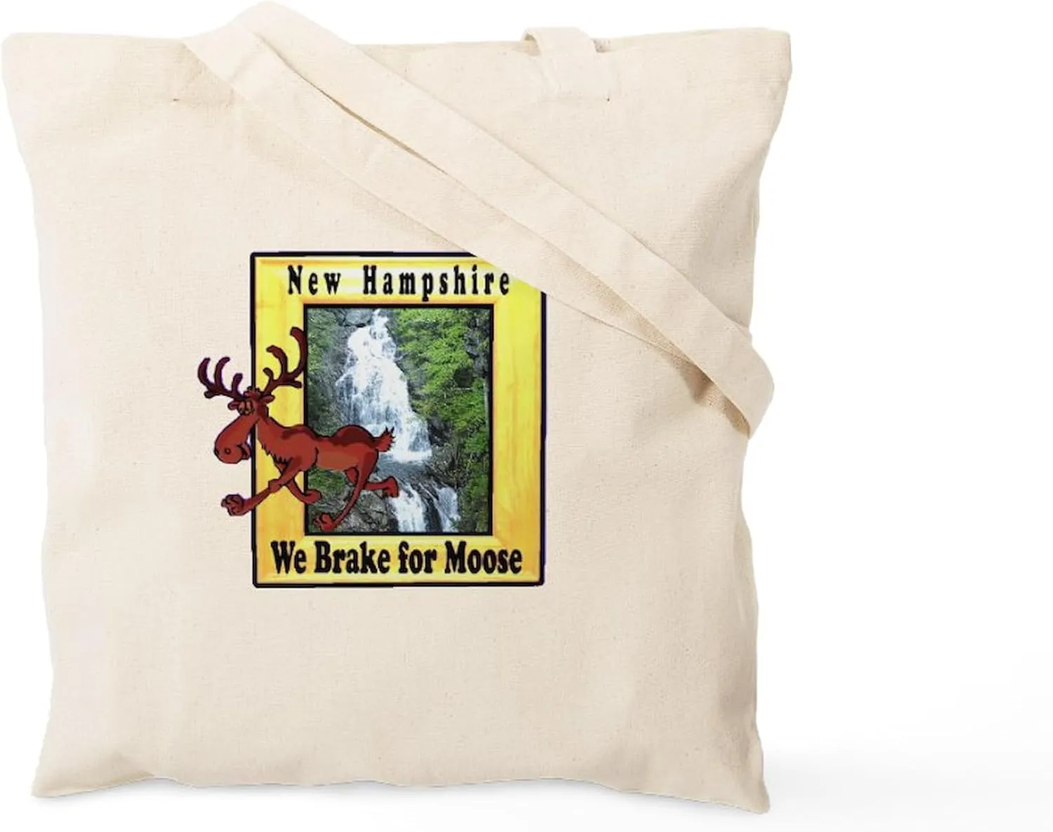 CafePress New Hampshire, We Brake For Tote Bag Reusable Natural Beige Canvas Shopping Bag