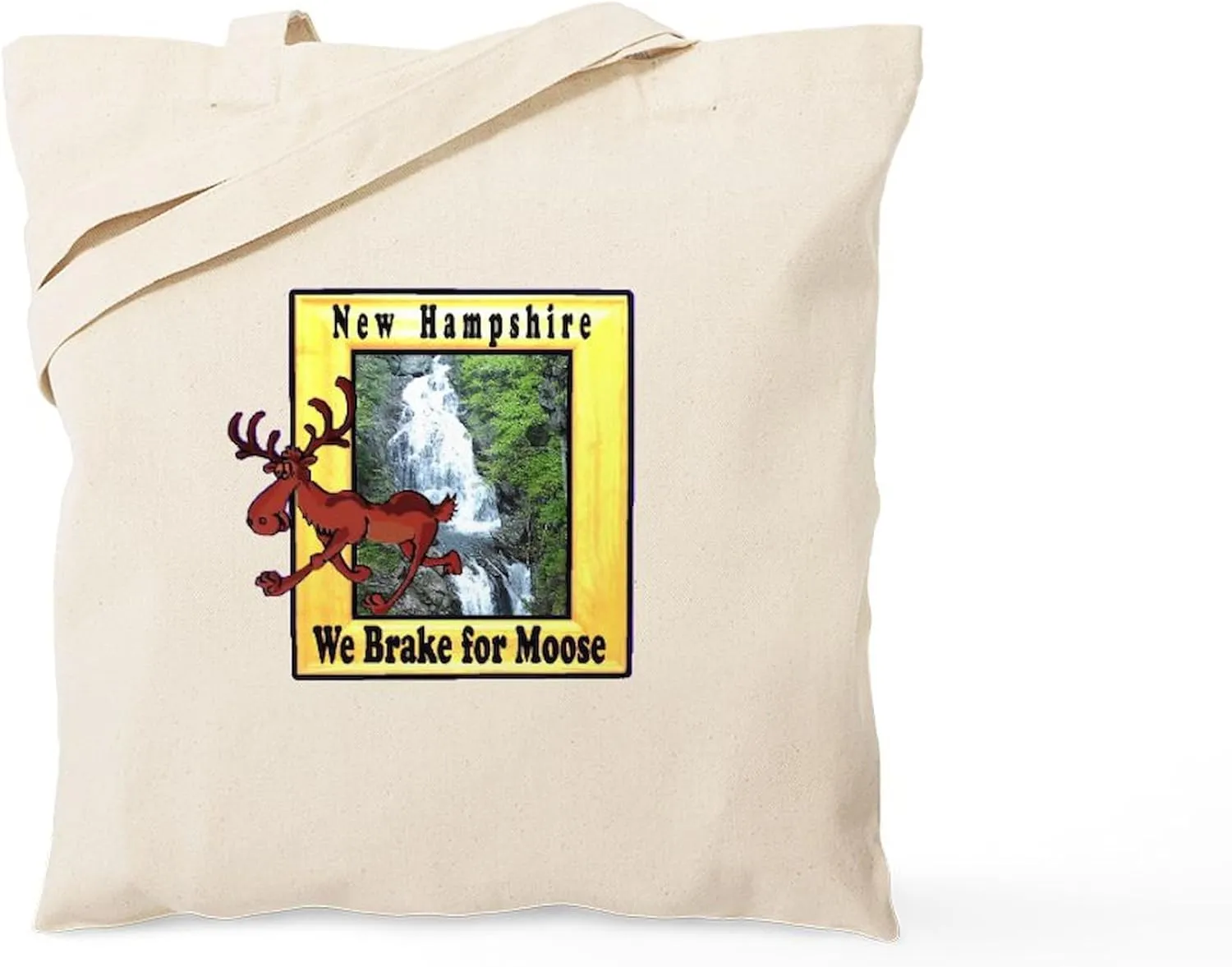 CafePress New Hampshire, We Brake For Tote Bag Reusable Natural Beige Canvas Shopping Bag