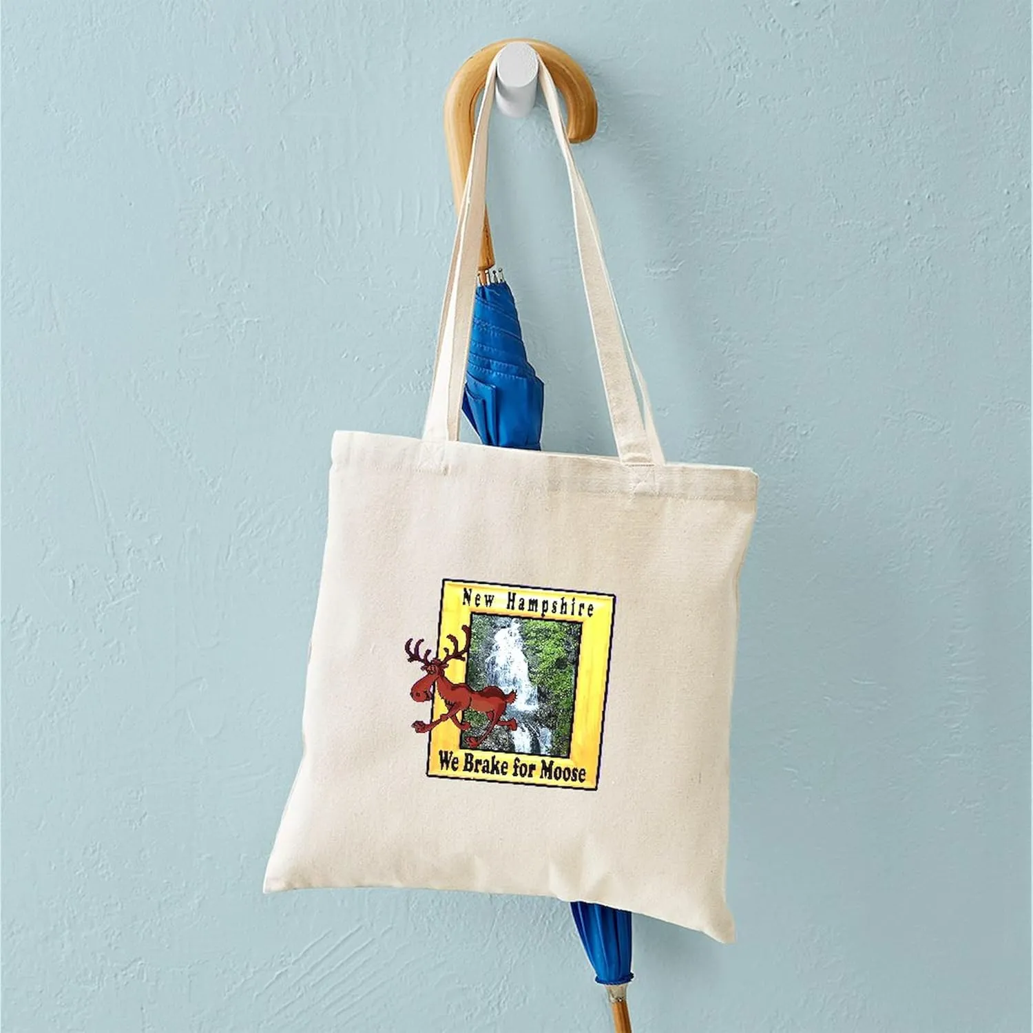 CafePress New Hampshire, We Brake For Tote Bag Reusable Natural Beige Canvas Shopping Bag