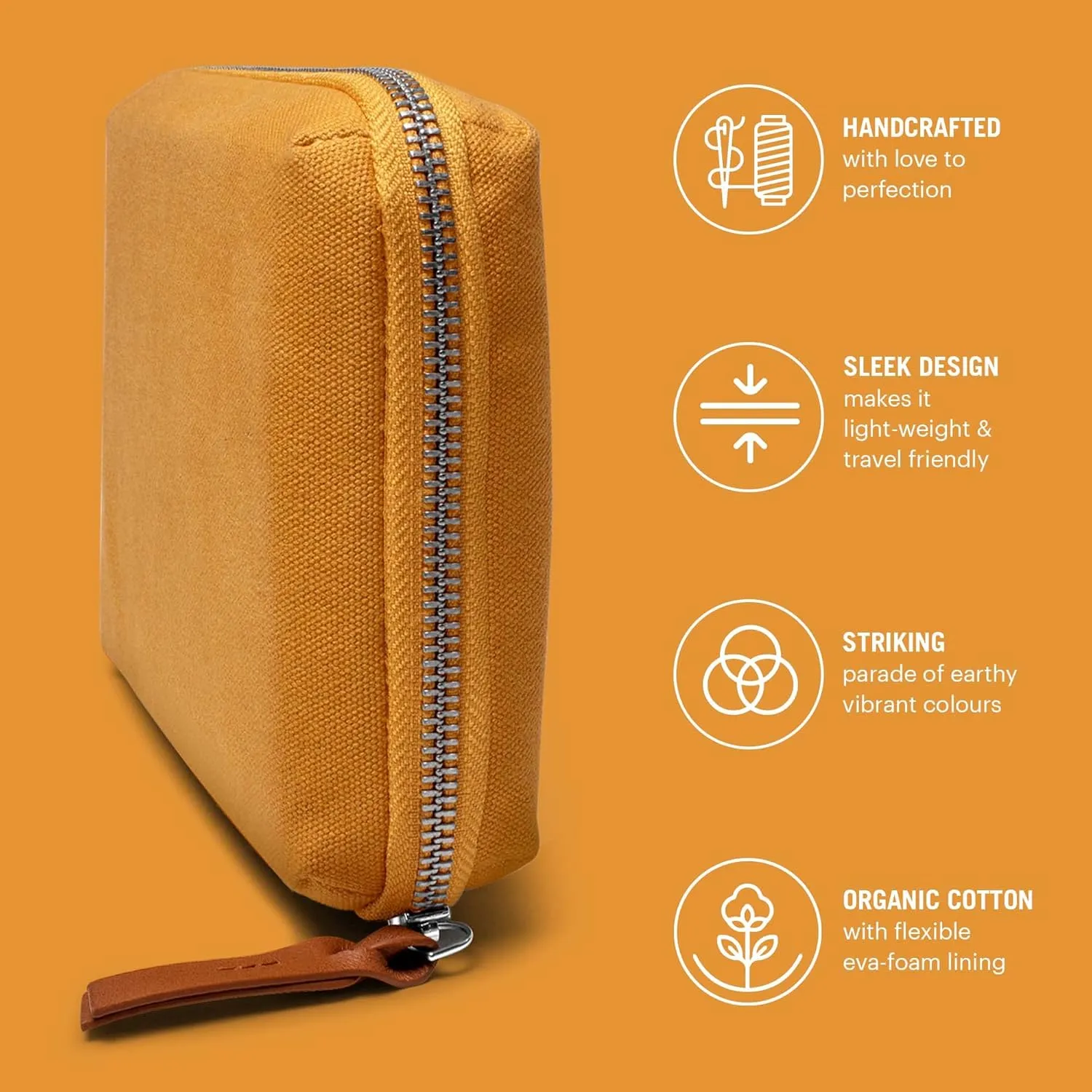 Canvas Large Travel Digital Accessories Storage Bag, Stylish Portable Gadget Organizer Case, Essential, Zippered Tech Kit Organizer Pouch - Yellow