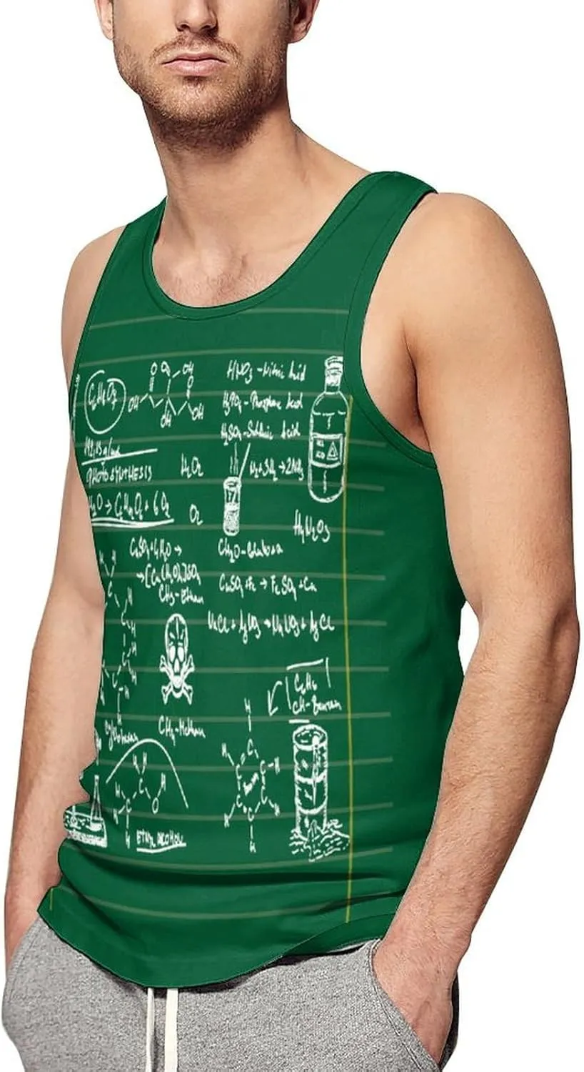 Chemical Mathematical Equation Men's Tank Tops Summer Sleeveless T-Shirts Gym Workout Tee Casual Beach Tee