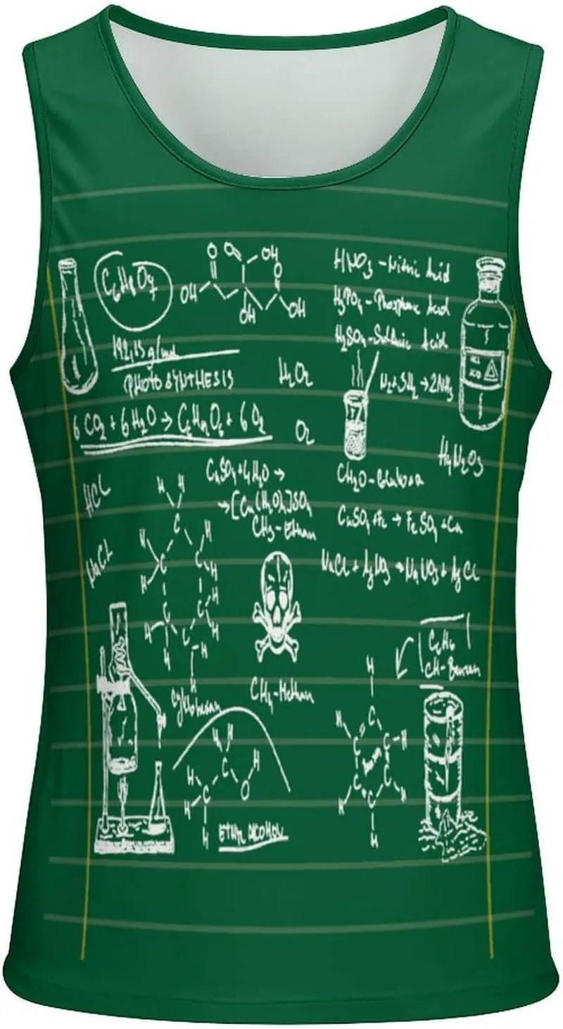 Chemical Mathematical Equation Men's Tank Tops Summer Sleeveless T-Shirts Gym Workout Tee Casual Beach Tee