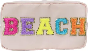 Chenille Letter Bag Nylon Cosmetic Bag with Varsity Patch Makeup Pouch Bag Bridesmaid Gift Toiletry Bag For Travel