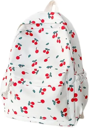 Cherry Backpack Large Capacity Aesthetic Backpack Cute Kawaii Japanese Y2k Backpack Cottagecore Laptop Bag with Cute Accessories