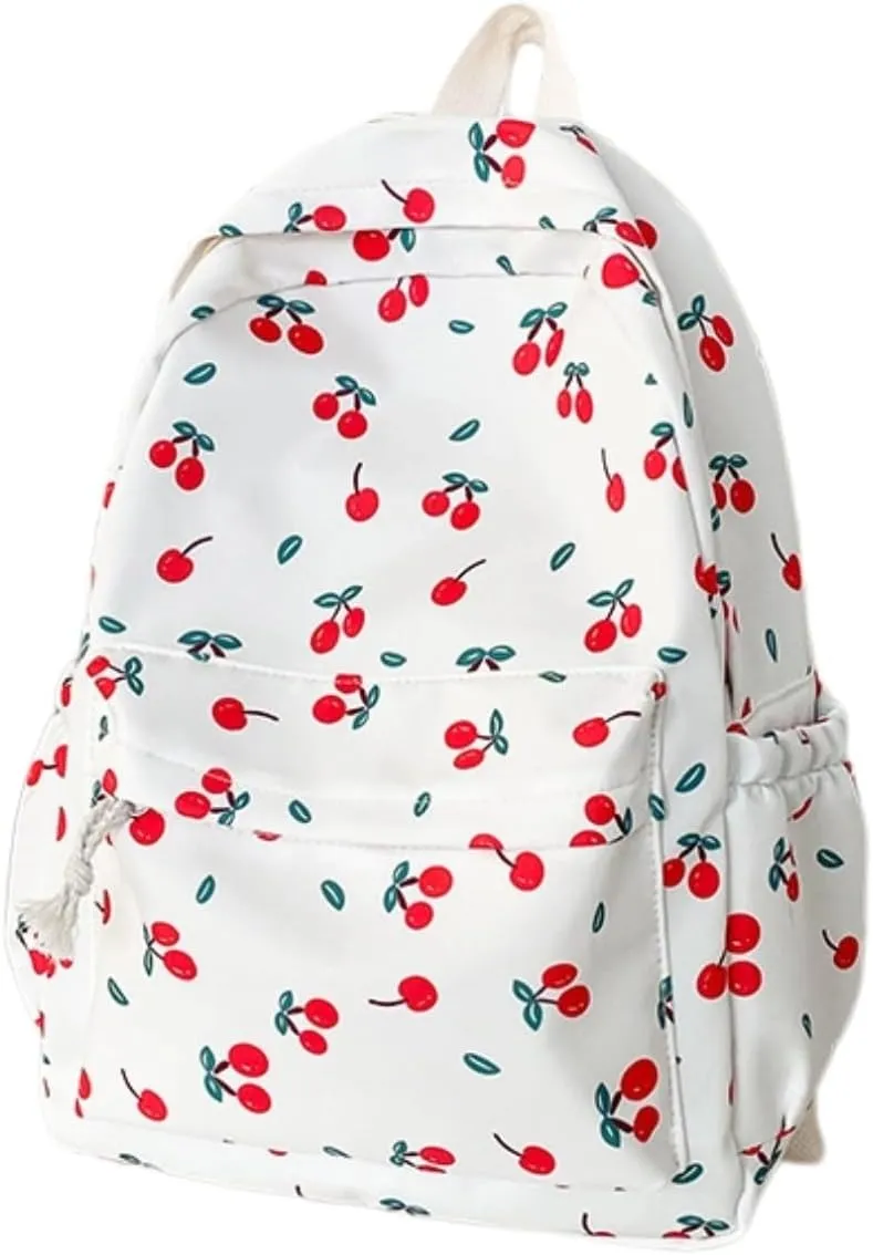 Cherry Backpack Large Capacity Aesthetic Backpack Cute Kawaii Japanese Y2k Backpack Cottagecore Laptop Bag with Cute Accessories
