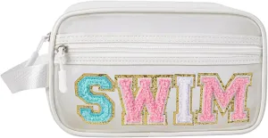 Clear Frosted Chenille Letter Makeup Bag Translucent Frosted Waterproof Cosmetic Bag for Women and Girls, Sunscreen Accessories Storage Organization03SWIM