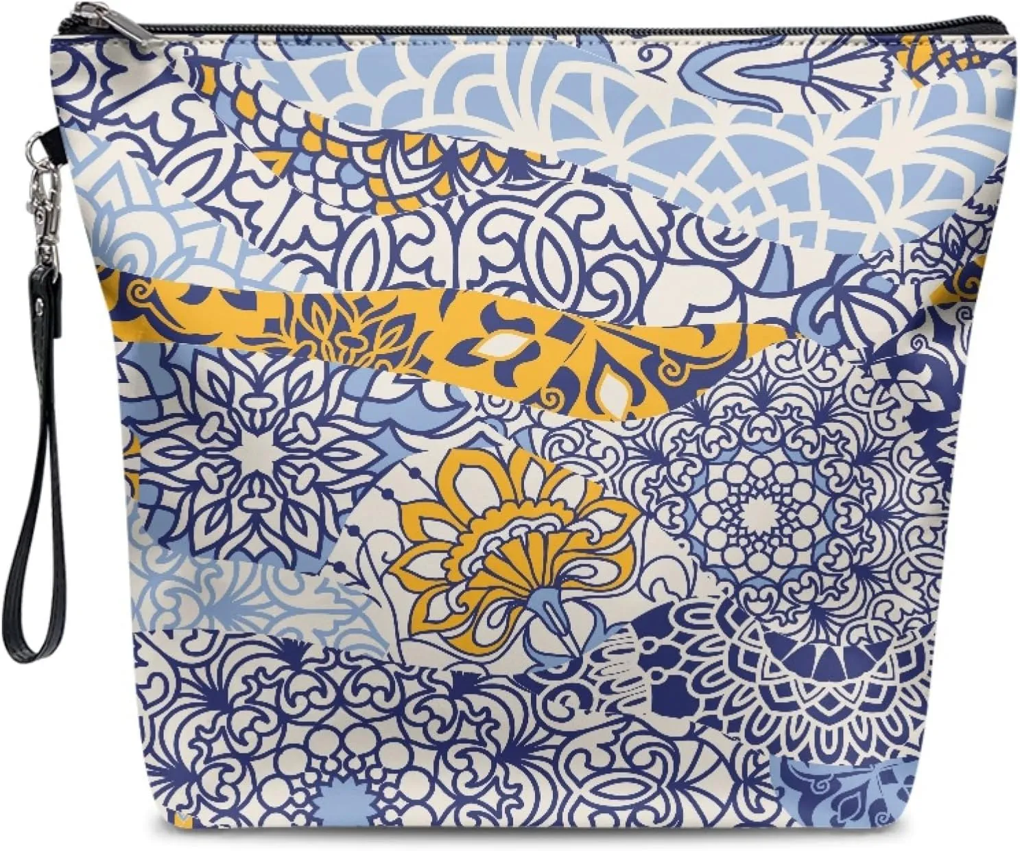 Colorful Flowers Makeup Bag Zipper Cosmetic Bag Large Travel Toiletry Bags Accessories Organizer Pouch for Women 11.8"x9.5"