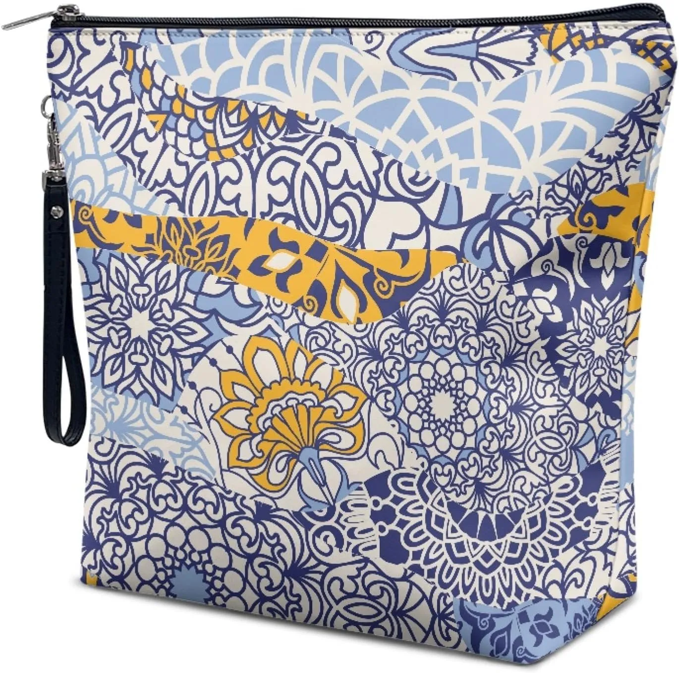 Colorful Flowers Makeup Bag Zipper Cosmetic Bag Large Travel Toiletry Bags Accessories Organizer Pouch for Women 11.8"x9.5"