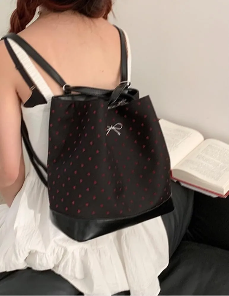 Coquette Backpack Purse Polka Dot Shoulder Bag Bowknot Bucket Bags for Women Coquette Stuff Y2k Stuff