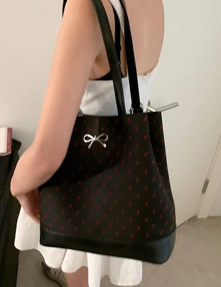 Coquette Backpack Purse Polka Dot Shoulder Bag Bowknot Bucket Bags for Women Coquette Stuff Y2k Stuff