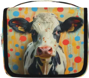 Cow Dots Tile Hanging Travel Toiletry Bag Cosmetic Bag Portable Wash Bag with Hook for Bathroom Accessories Toiletries Cosmetics