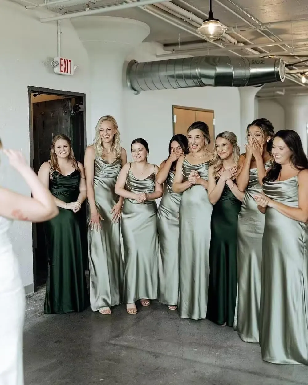Cowl Neck Satin Bridesmaid Dresses Long Mermaid Prom Dress for Women Formal Evening Gown with Slit