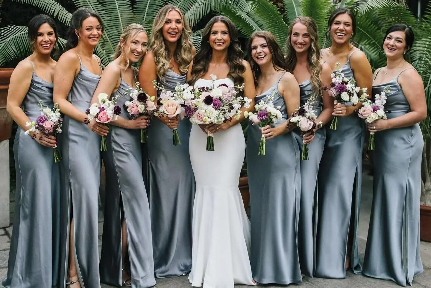 Cowl Neck Satin Bridesmaid Dresses Long Mermaid Prom Dress for Women Formal Evening Gown with Slit