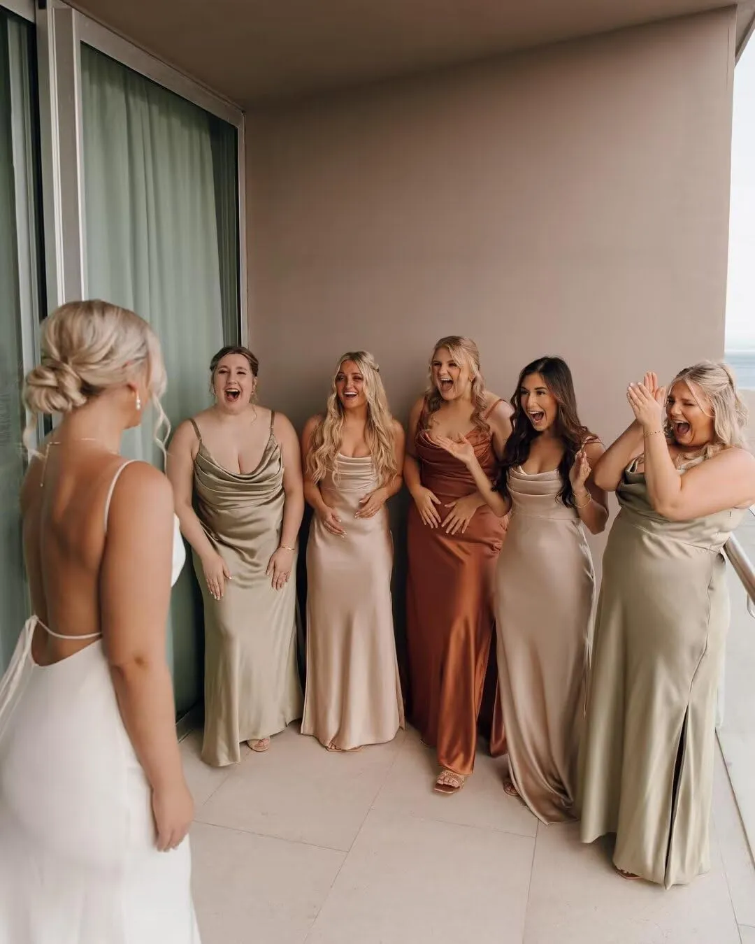 Cowl Neck Satin Bridesmaid Dresses Long Mermaid Prom Dress for Women Formal Evening Gown with Slit