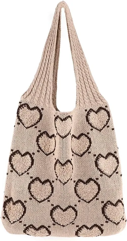 Crochet Tote Bag, Y2k Fairycore Hobo Bag for Women Fairy Grunge Aesthetic Tote Bag Purse Accessories Mesh Beach Bags
