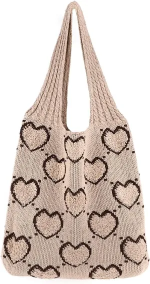 Crochet Tote Bag, Y2k Fairycore Hobo Bag for Women Fairy Grunge Aesthetic Tote Bag Purse Accessories Mesh Beach Bags