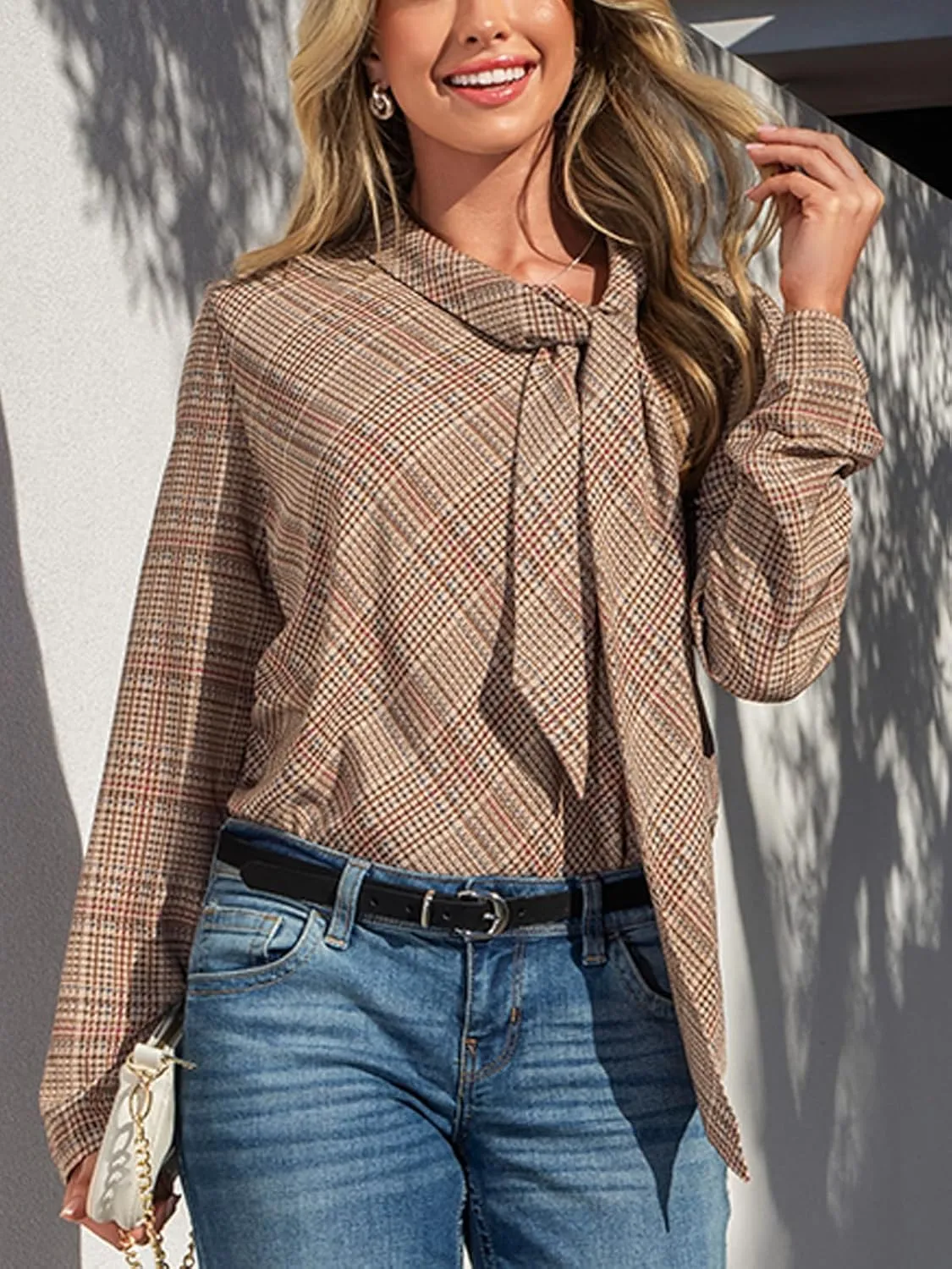 CUPSHE Tops for Women Crewneck Long Sleeve Shirt Ribbed Knit Puff Sleeve Blouse