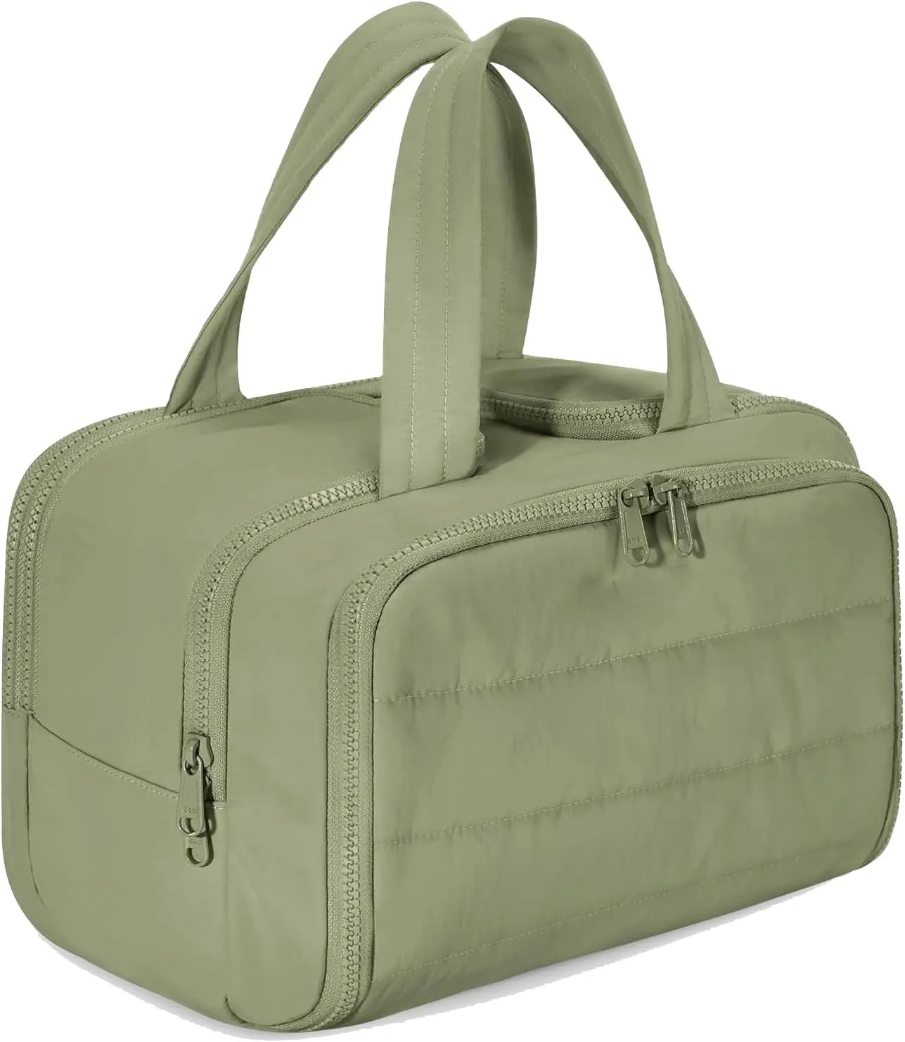 Curetoaway Travel Cosmetic Bag, Large Capacity Wide-Open Travel Cosmetic Bag, Organizer with Handle for Accessories,Essentials, Toiletries (Green)