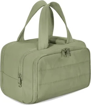 Curetoaway Travel Cosmetic Bag, Large Capacity Wide-Open Travel Cosmetic Bag, Organizer with Handle for Accessories,Essentials, Toiletries (Green)