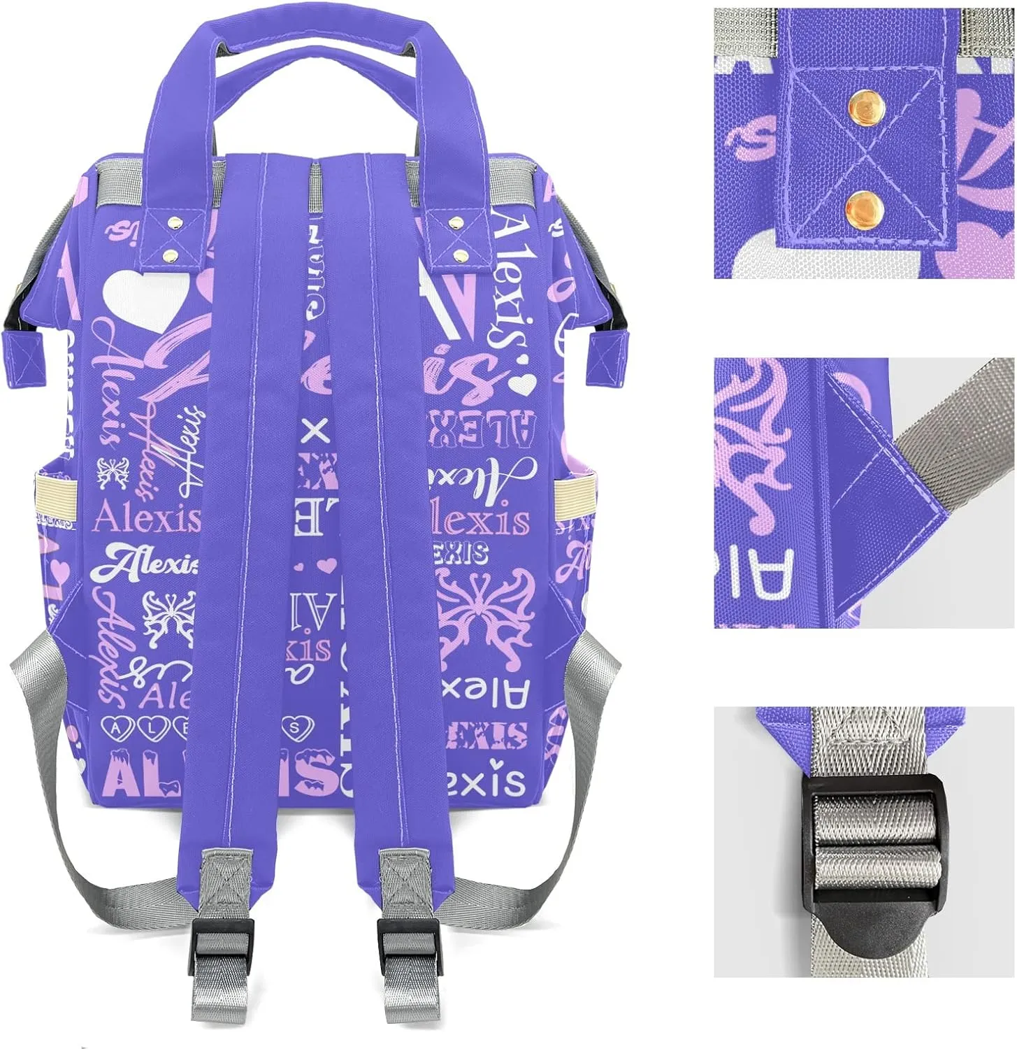 Custom Diaper Bags Purple Pink Backpack Personalized Boy Girl Mommy Bags Gifts for Father Mother
