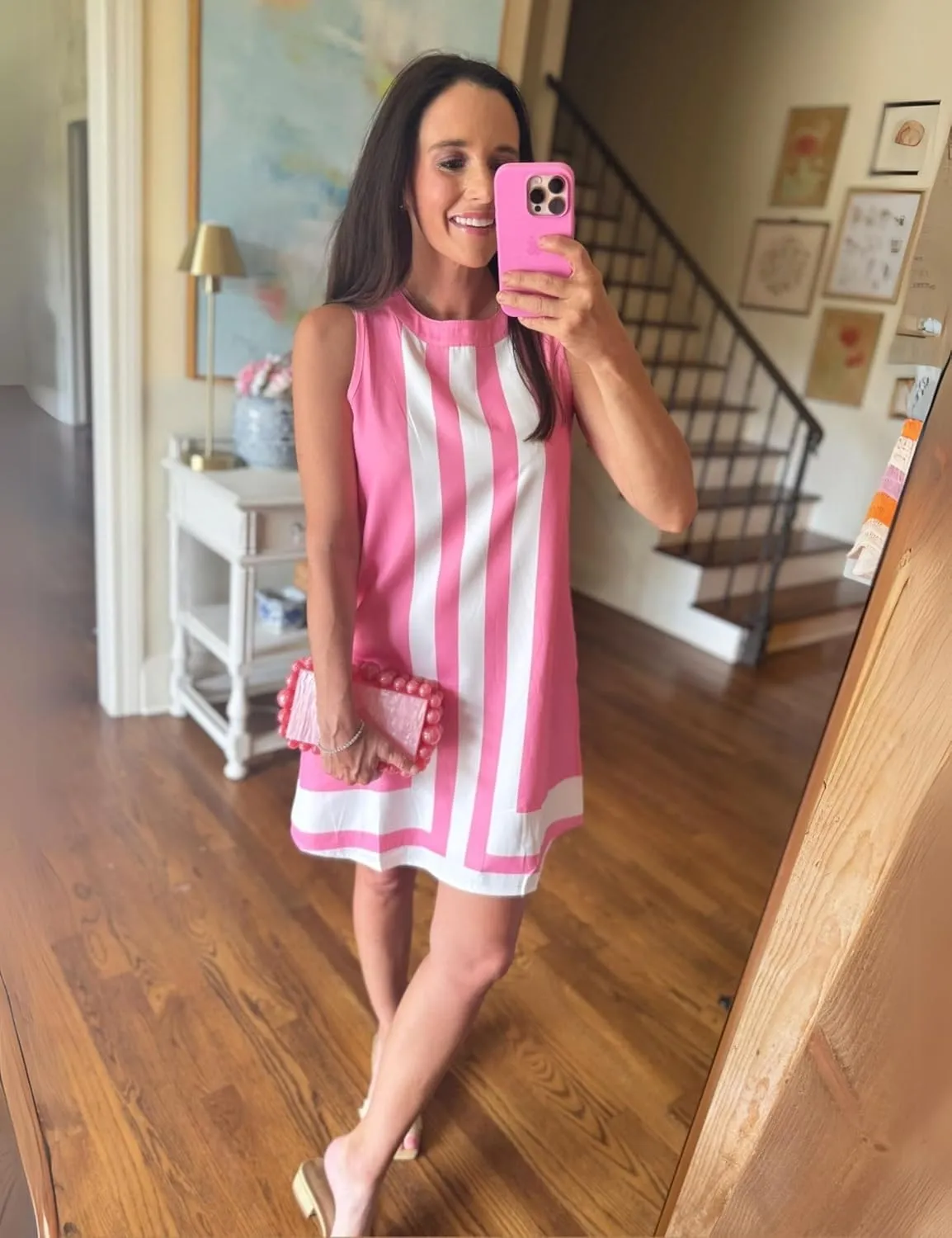 Daacee Womens Boho Color Block Mini Dress Casual Summer Flowy Sleeveless Striped Dresses Beach Tank Sundress Coverups