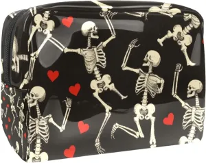 Dancing Skeleton Hearts Cosmetic Bags, Portable Travel Makeup Bags with Zipper, PVC Cosmetic Pouch Small Toiletry Bag Organizer Bags