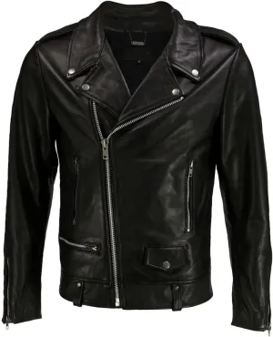 DECIMAL Men's Black Genuine Lambskin Leather Biker Jacket VINTAGE REAL BROWN MOTORCYCLE JACKETS FOR MEN (US, Alpha, Small, Regular, Regular, BLACK R)