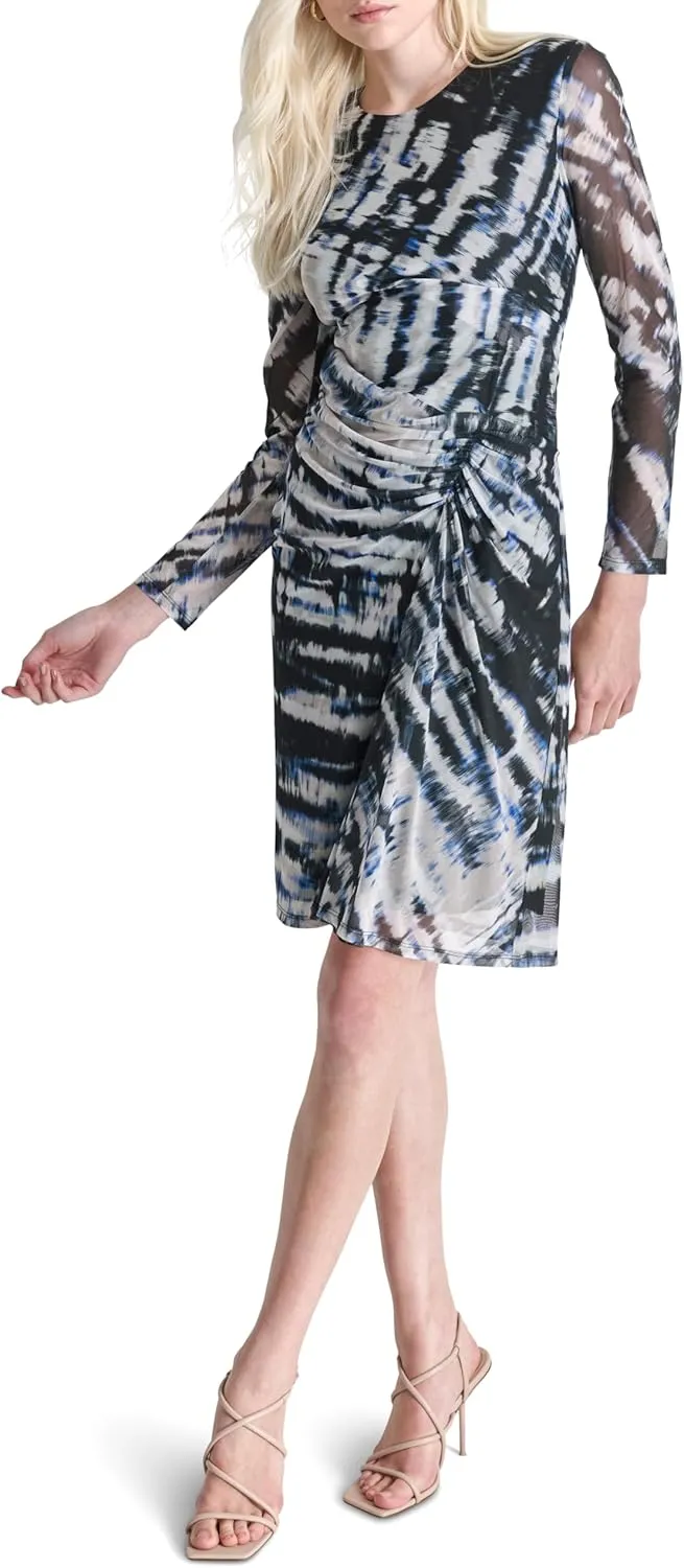 DKNY Women's Long Sleeve Jewel Neck Mini Sheath Dress