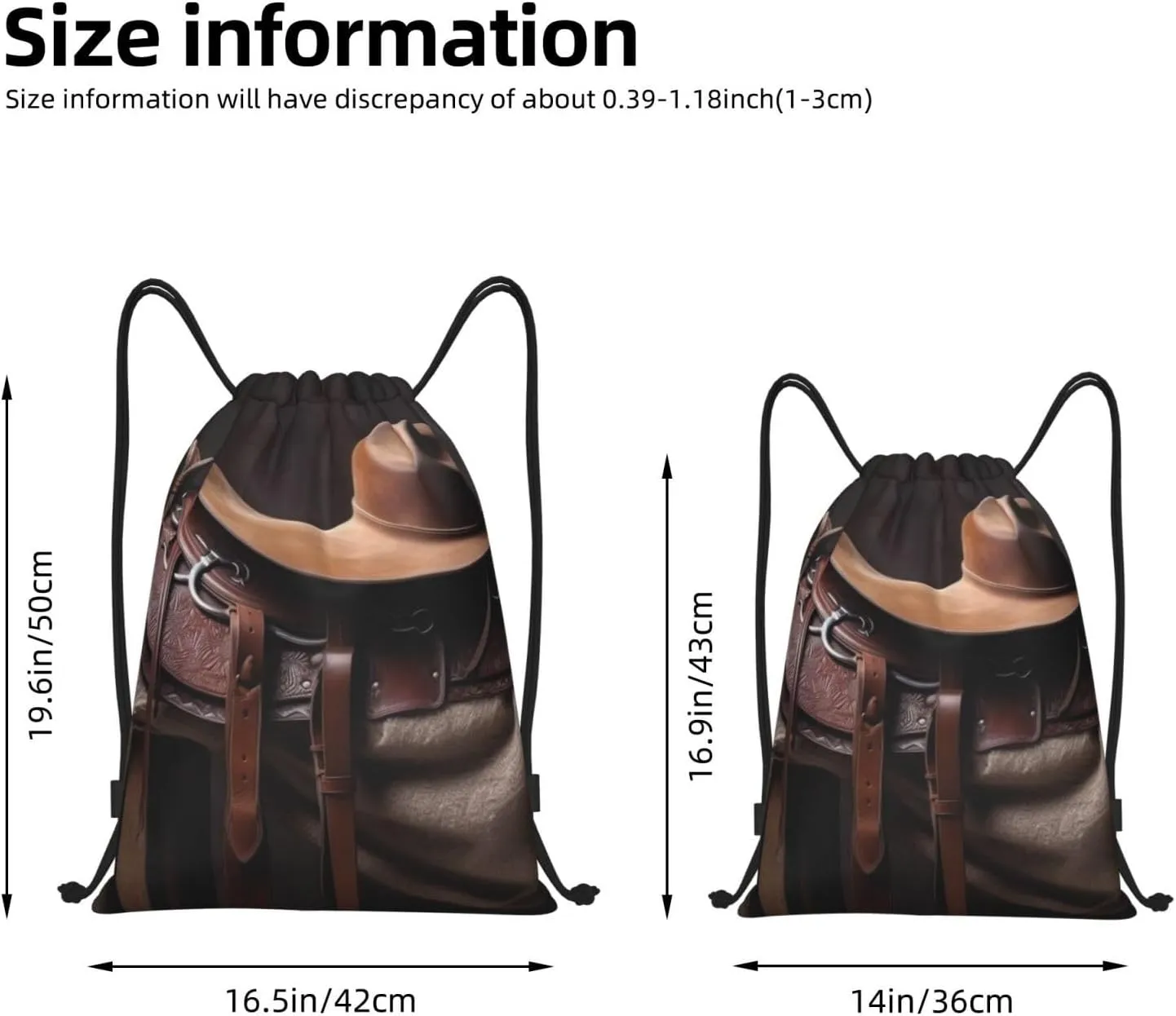 Drawstring Backpack Gym Drawstring Bag for Men Horse Saddle with a Cowboy Hat Draw String Bags Gym Bag Cinch Bag