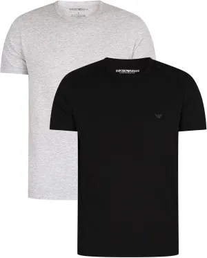 Emporio Armani 2-Pack Pure Cotton Crew-Neck Men's T-Shirts, Black/Grey L Black/Grey