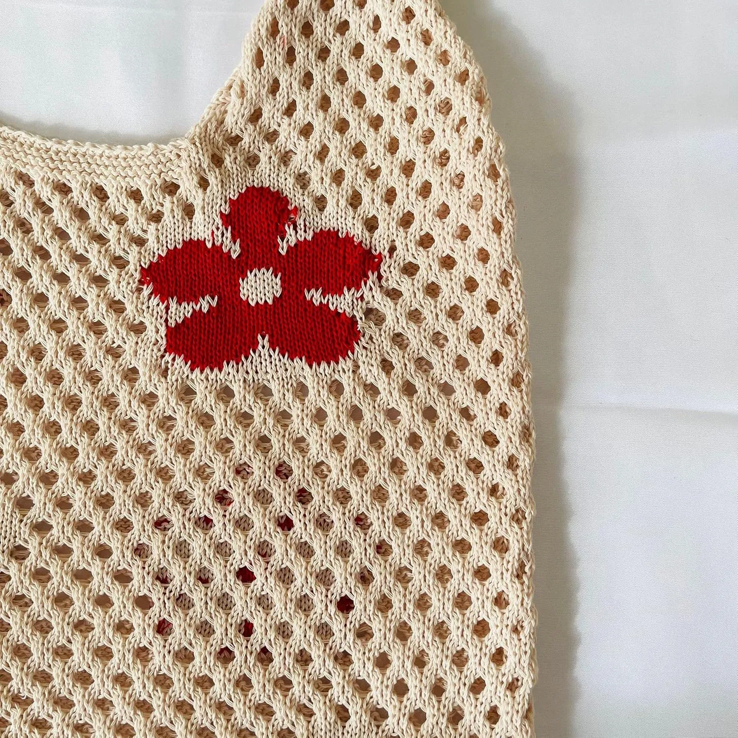 Fairycore Tote Bag Crochet Hobo Bag Y2K Aesthetic Flower Shoulder Bag Fairy Grunge Hollow Out Alt Purse Accessories