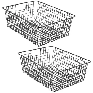 Farmhouse Wire Storage Basket Bins (2 Pack)