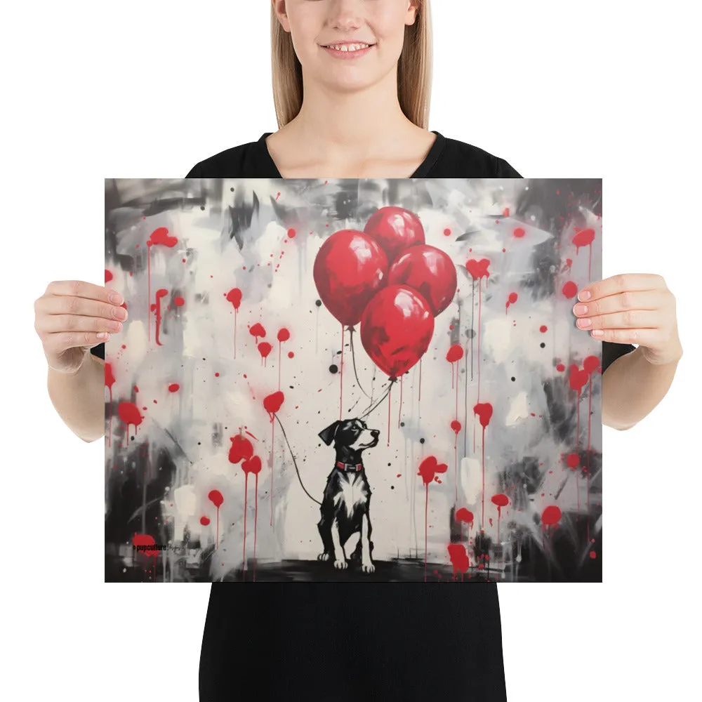 Four Balloons Dog Art Original Design Poster Print