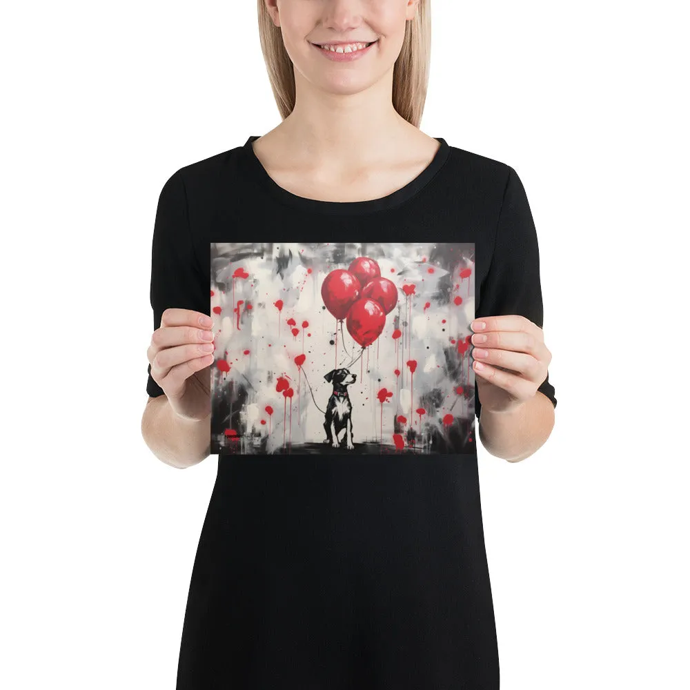 Four Balloons Dog Art Original Design Poster Print