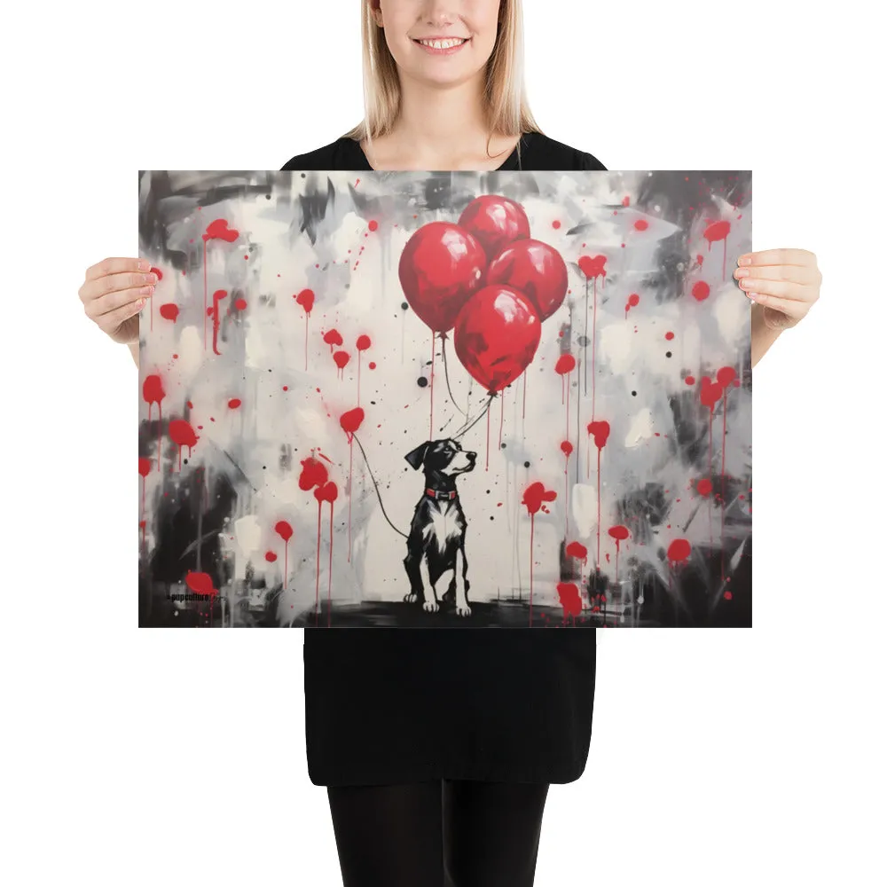 Four Balloons Dog Art Original Design Poster Print
