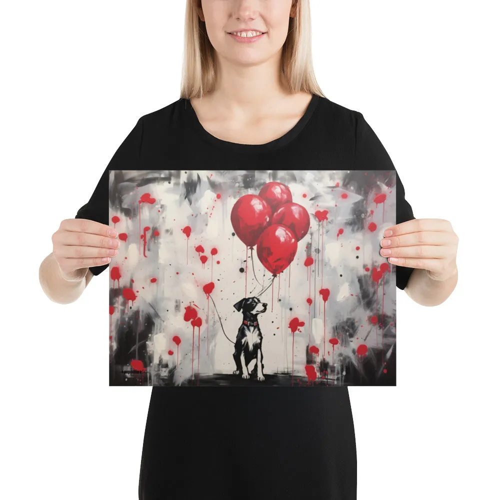 Four Balloons Dog Art Original Design Poster Print