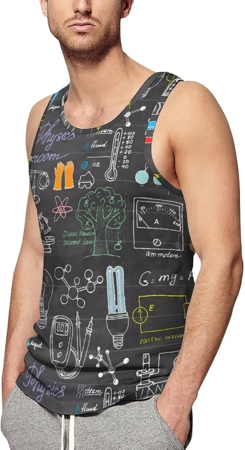 Funny Physics Science Men's Tank Tops Summer Sleeveless T-Shirts Gym Workout Tee Casual Beach Tee