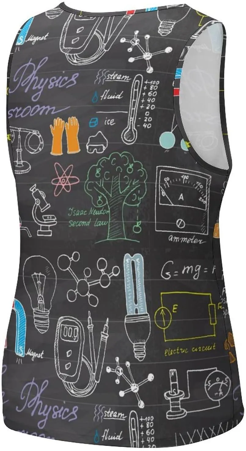 Funny Physics Science Men's Tank Tops Summer Sleeveless T-Shirts Gym Workout Tee Casual Beach Tee