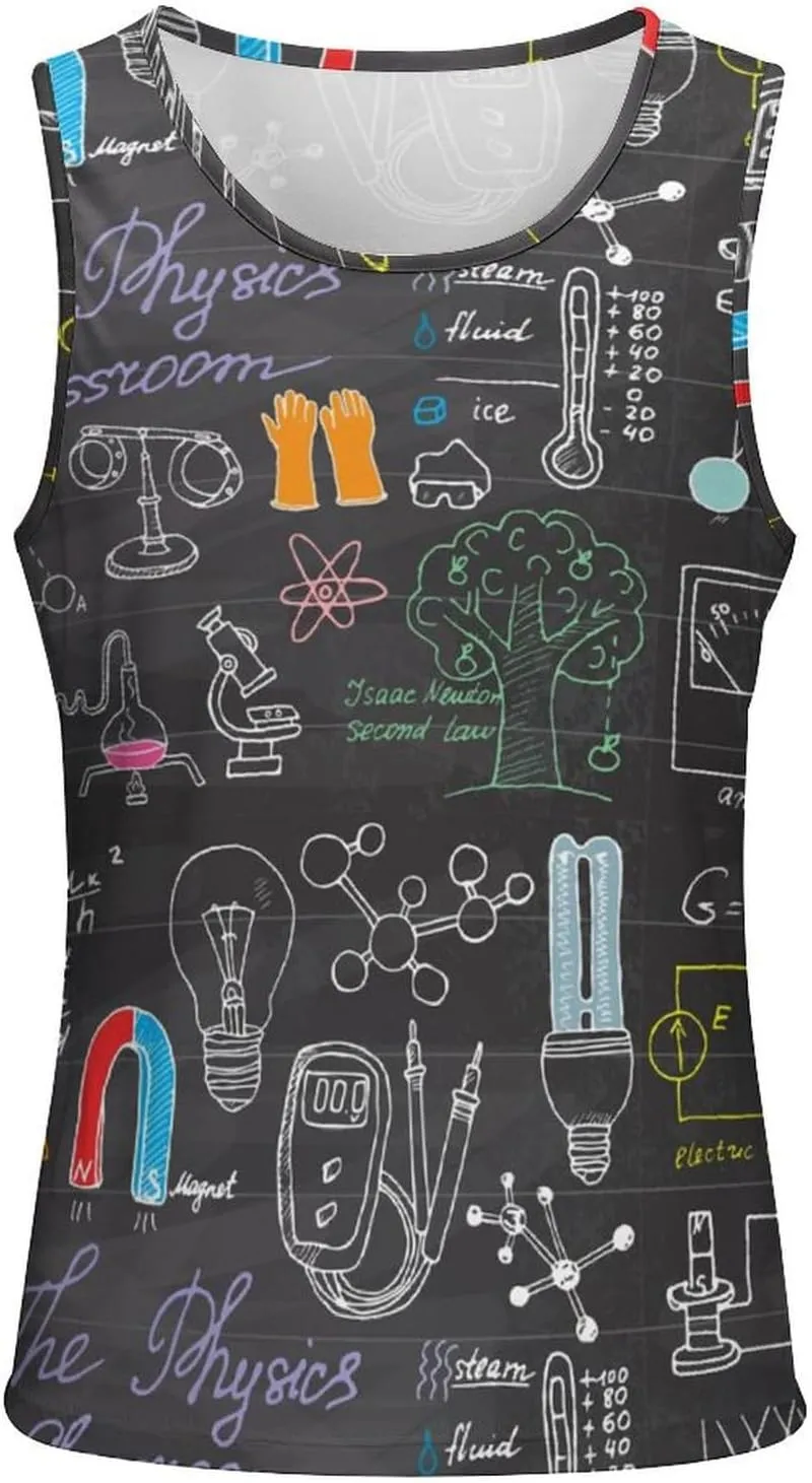 Funny Physics Science Men's Tank Tops Summer Sleeveless T-Shirts Gym Workout Tee Casual Beach Tee