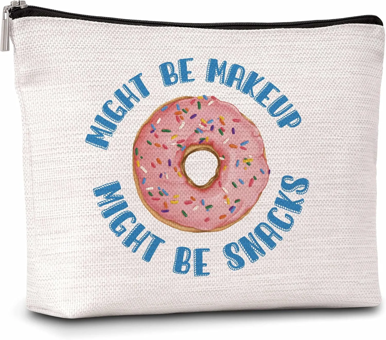 Funny Snacks Makeup Bag For Woman, Might Be Makeup Might Be Snacks Cosmetic Bag, Food Lover Gift Bag, Snacks Makeup Zipper Bag, Birthday Gifts For Family Friends Sister BFF, A33