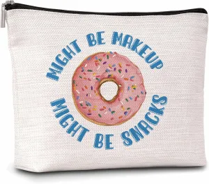 Funny Snacks Makeup Bag For Woman, Might Be Makeup Might Be Snacks Cosmetic Bag, Food Lover Gift Bag, Snacks Makeup Zipper Bag, Birthday Gifts For Family Friends Sister BFF, A33