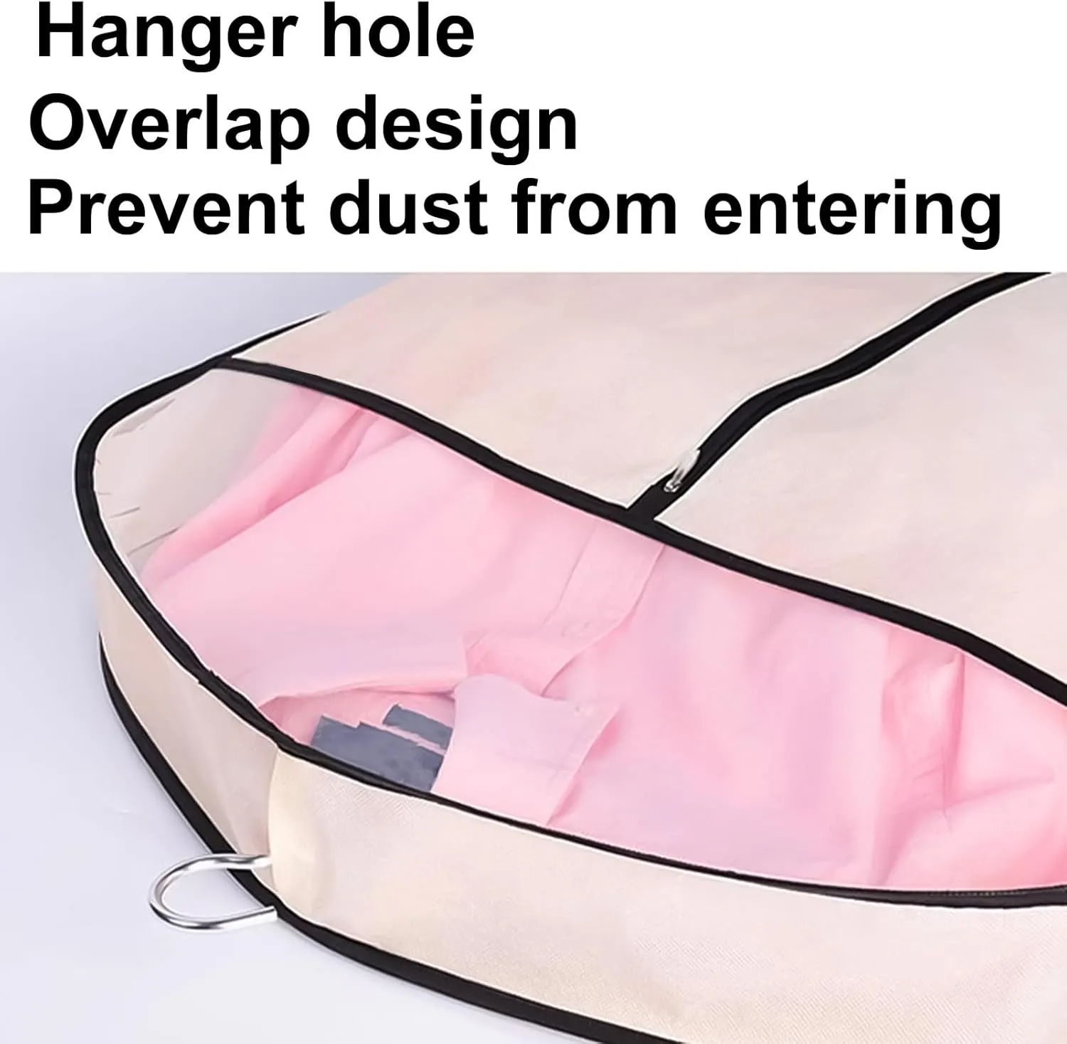Garment Rack Cover with Transparent Window, Widened Clothes Bagfor Storage Down Jackets, Thick Clothes, fur Clothing on Closet(Beige,60x10x110cm/24x4x43in)