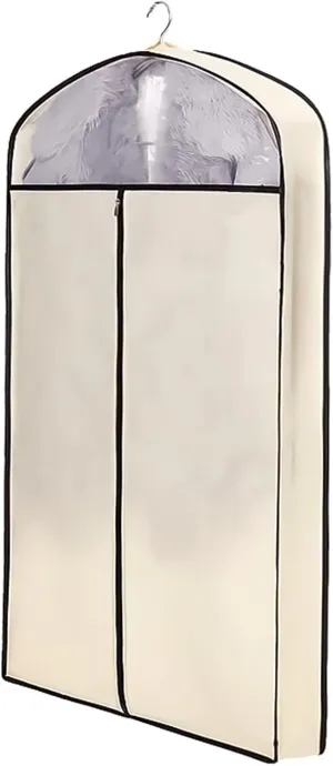 Garment Rack Cover with Transparent Window, Widened Clothes Bagfor Storage Down Jackets, Thick Clothes, fur Clothing on Closet(Beige,60x10x110cm/24x4x43in)