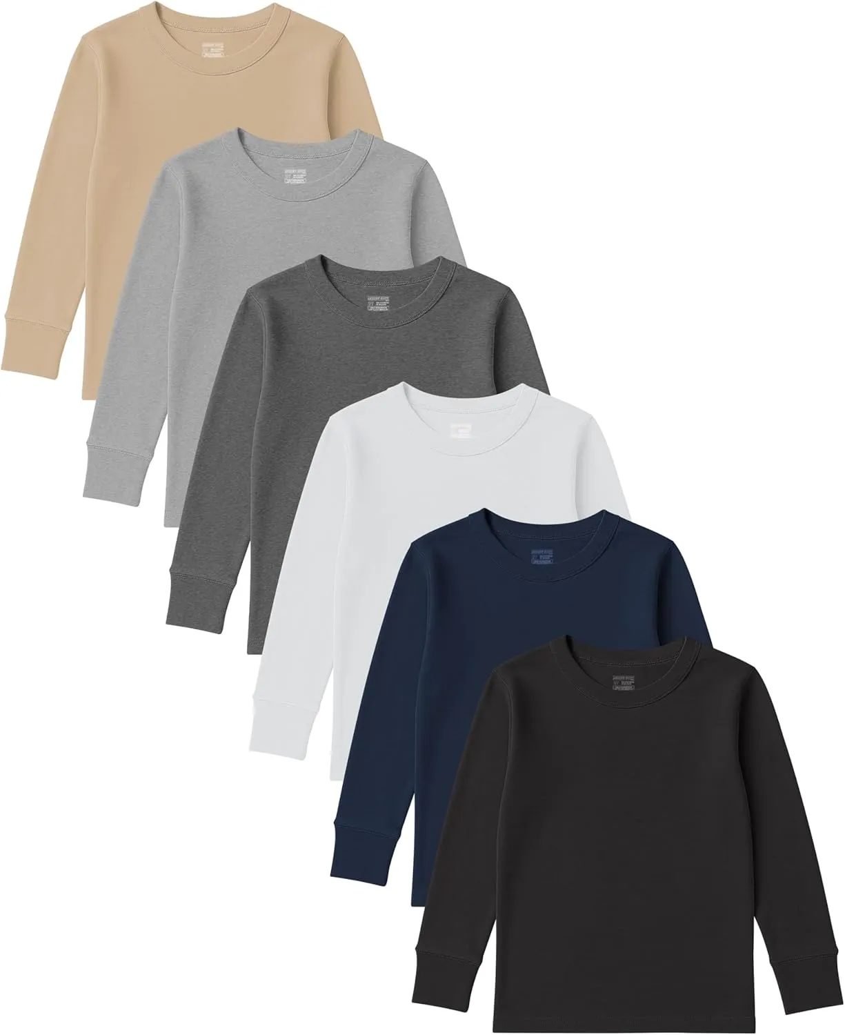 Girls Long Sleeve Performance Tops | All Season Natural Cotton Stretch Color T Shirts | Multi Packs Colors