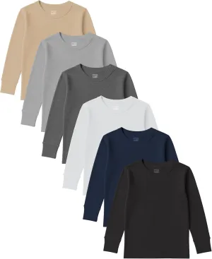 Girls Long Sleeve Performance Tops | All Season Natural Cotton Stretch Color T Shirts | Multi Packs Colors