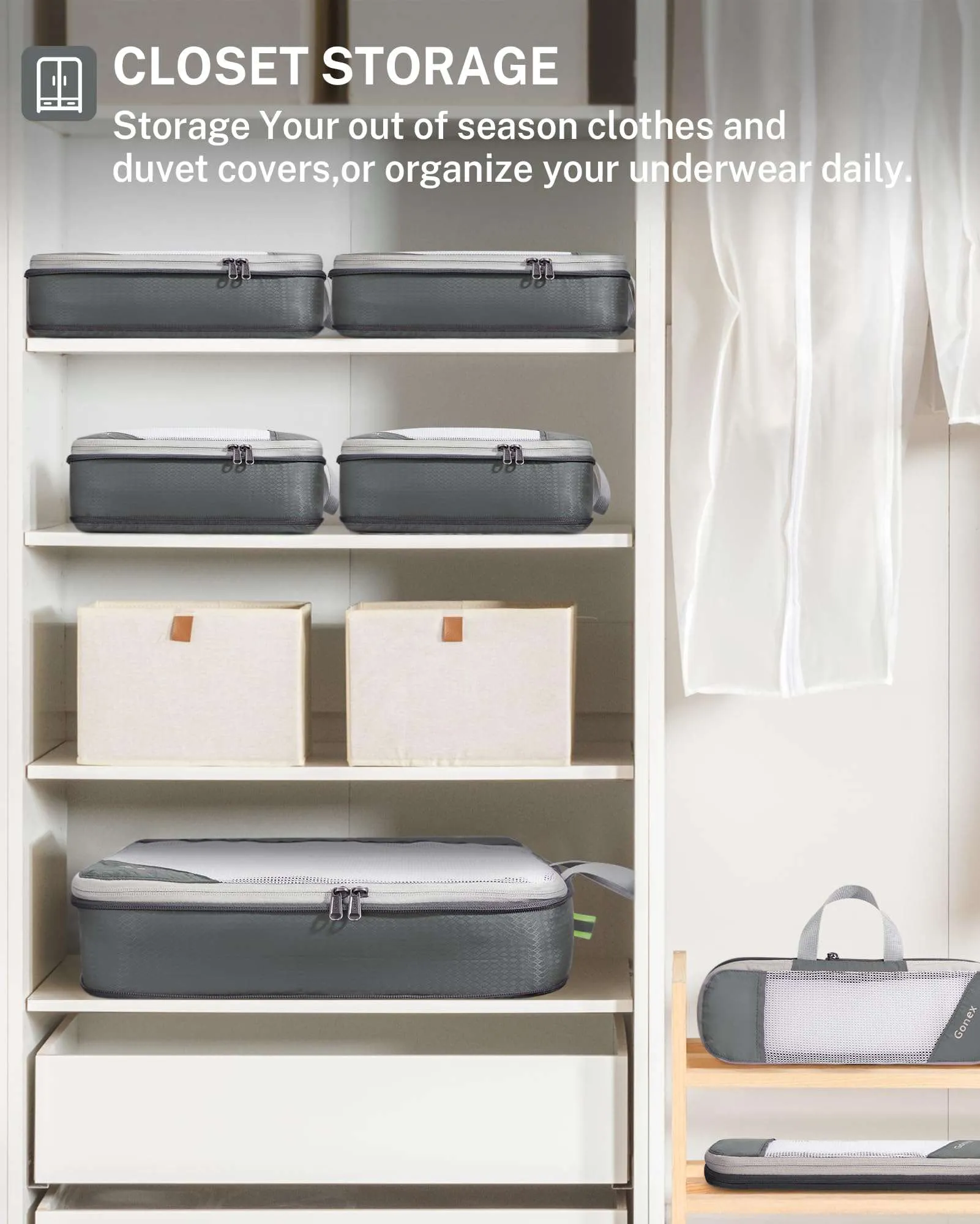 Gonex Compression Packing Cubes, Extensible Storage Mesh Organizers