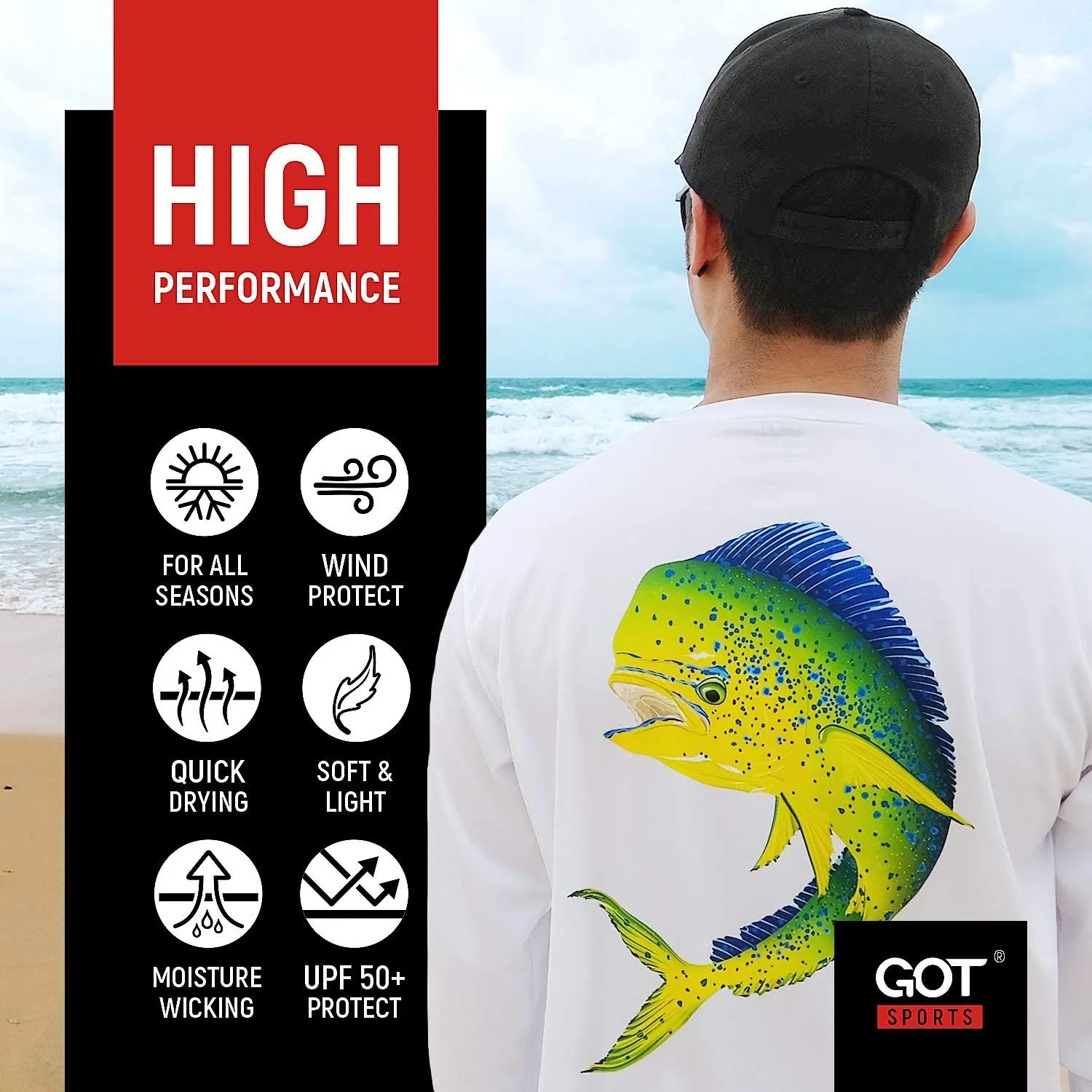 GOT Sports UPF 50  Fishing T Shirts for Men Women Long Sleeve - UV Sun Protection, Lightweight